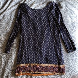 Indigo and Gold Longsleeve Minidress